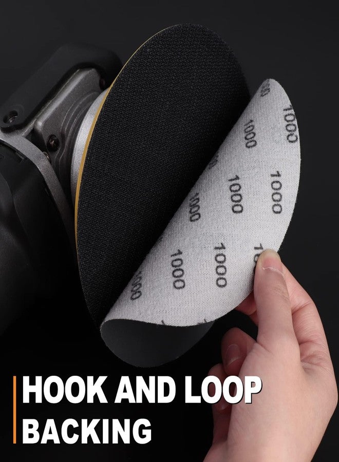 POLIWELL 6 Inch (150mm) Wet Dry Sanding Discs Assorted Grit 1000/1500/2000/3000/5000 with Interface Pad Waterproof Hook & Loop Sandpaper Silicon Carbide for Sanding Grinder Polishing, 40 Pack - Image 3